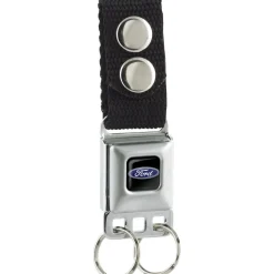Keychain - Ford Oval Logo Full Color Black Blue - Black