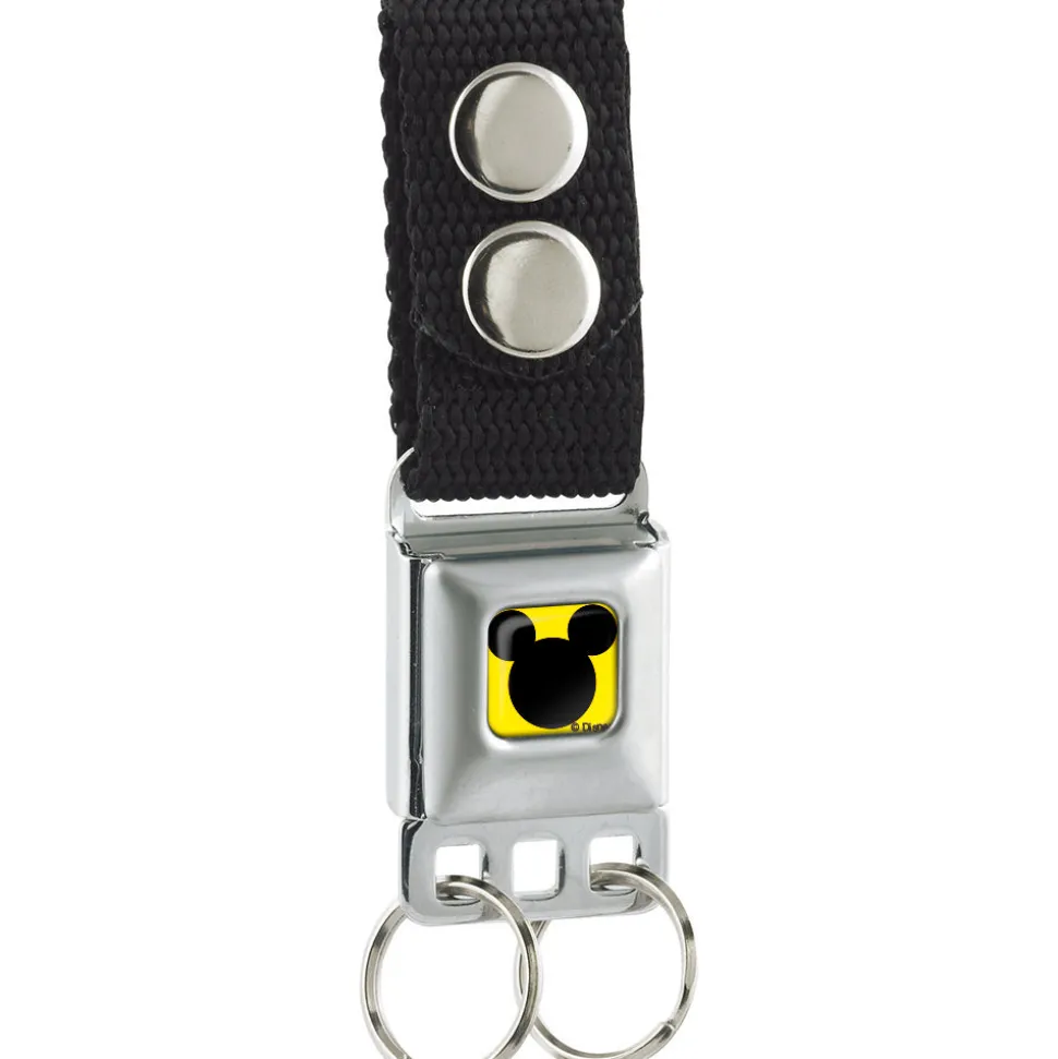 Keychain - Mickey Mouse Head Silhouette Full Color Yellow Black
