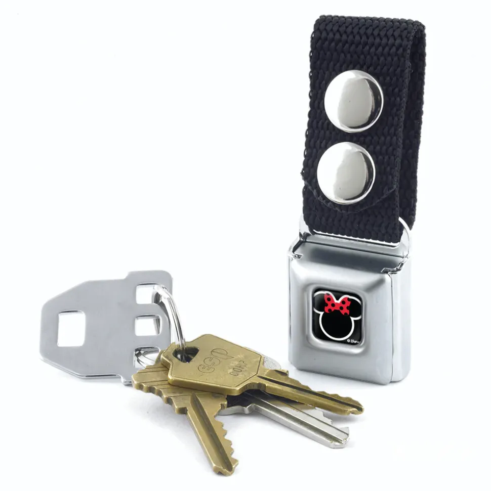 Keychain - Minnie Mouse Outline Full Color Black White Red Polka Dot