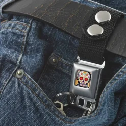 Keychain - Sugar Skull Starburst Full Color Black Multi Color