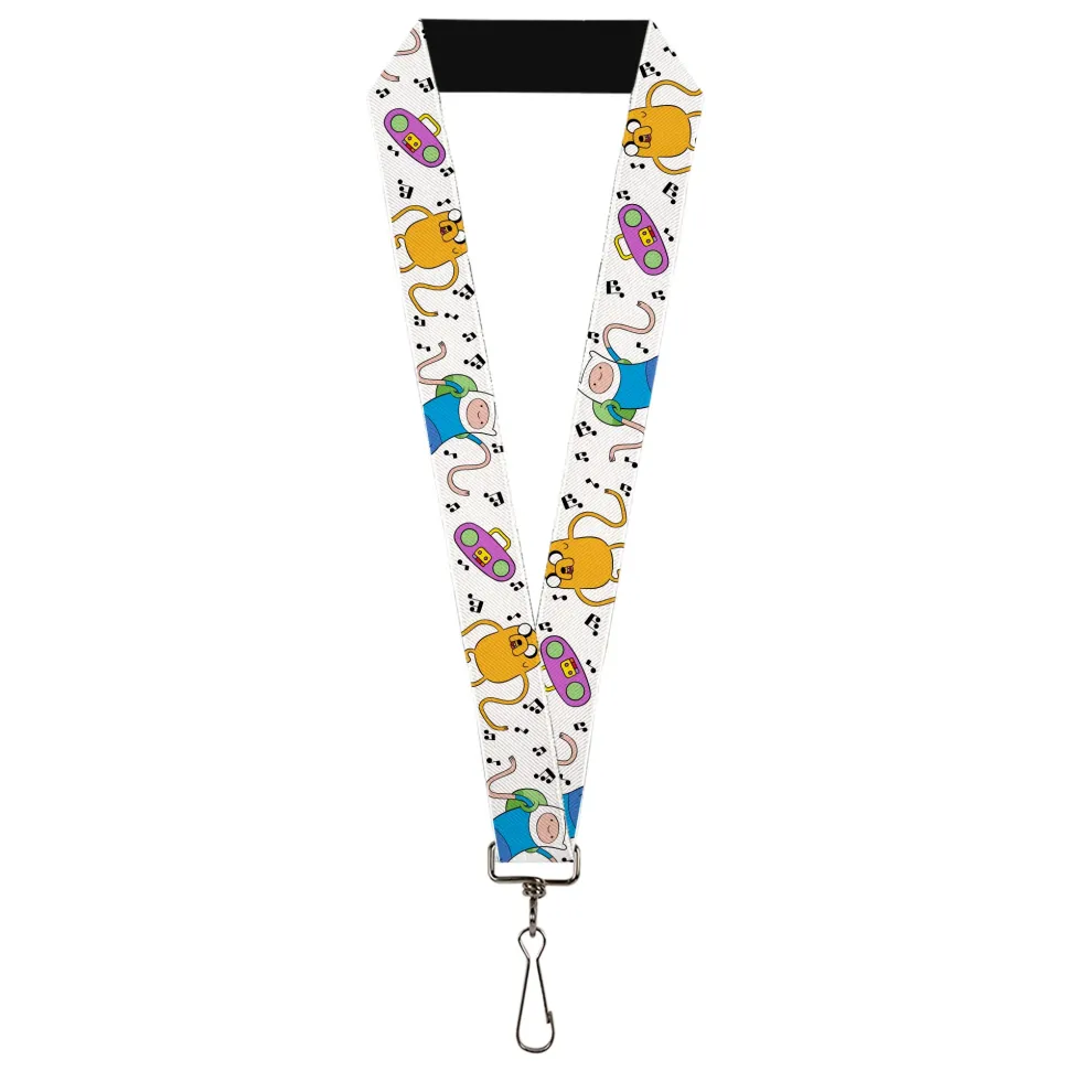 Lanyard - 1.0" - Adventure Time Finn and Jake Long Arms Dancing Pose White