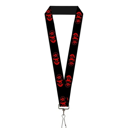 Lanyard - 1.0" - Bat Logo Harley Quinn Diamonds Black Red