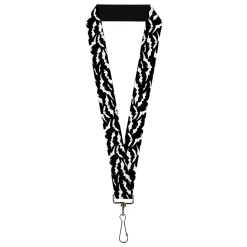 Lanyard - 1.0" - Bats Flying Scattered Black/White
