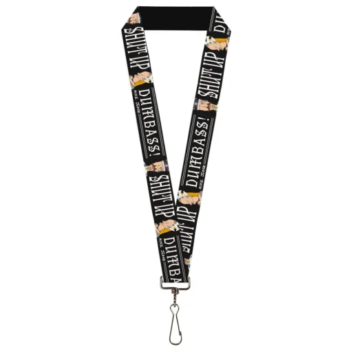 Lanyard - 1.0" - Beavis and Butt-Head Empress and King SHUT UP DUMB ASS Pose Black/White