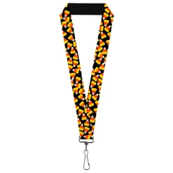 Lanyard - 1.0" - Candy Corn Scattered Black/Yellow/Orange/White
