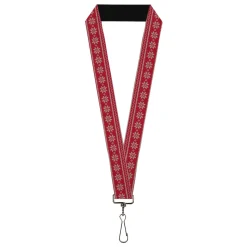Lanyard - 1.0" - Christmas Holiday Fair Isle Stitch Pattern Red/White