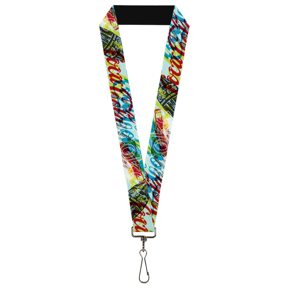 Lanyard - 1.0" - COCA-COLA COKE Logos and Bottle Pop Art Multi Color