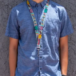Lanyard - 1.0" - COCA-COLA DELICIOUS REFRESHING ENJOY Bottle Caps Light Blue/Multi Color