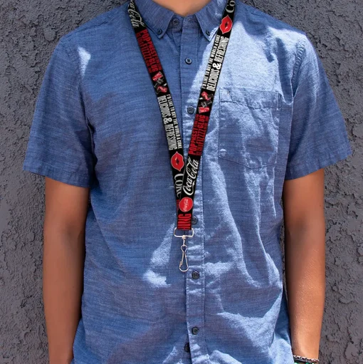 Lanyard - 1.0" - Coca-Cola ENJOY COKE IT'S THE REAL THING Kiss Black/White/Red