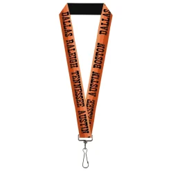 Lanyard - 1.0" - Dallas-Raleigh-Tennessee-Austin-Boston Stripes Browns/Black