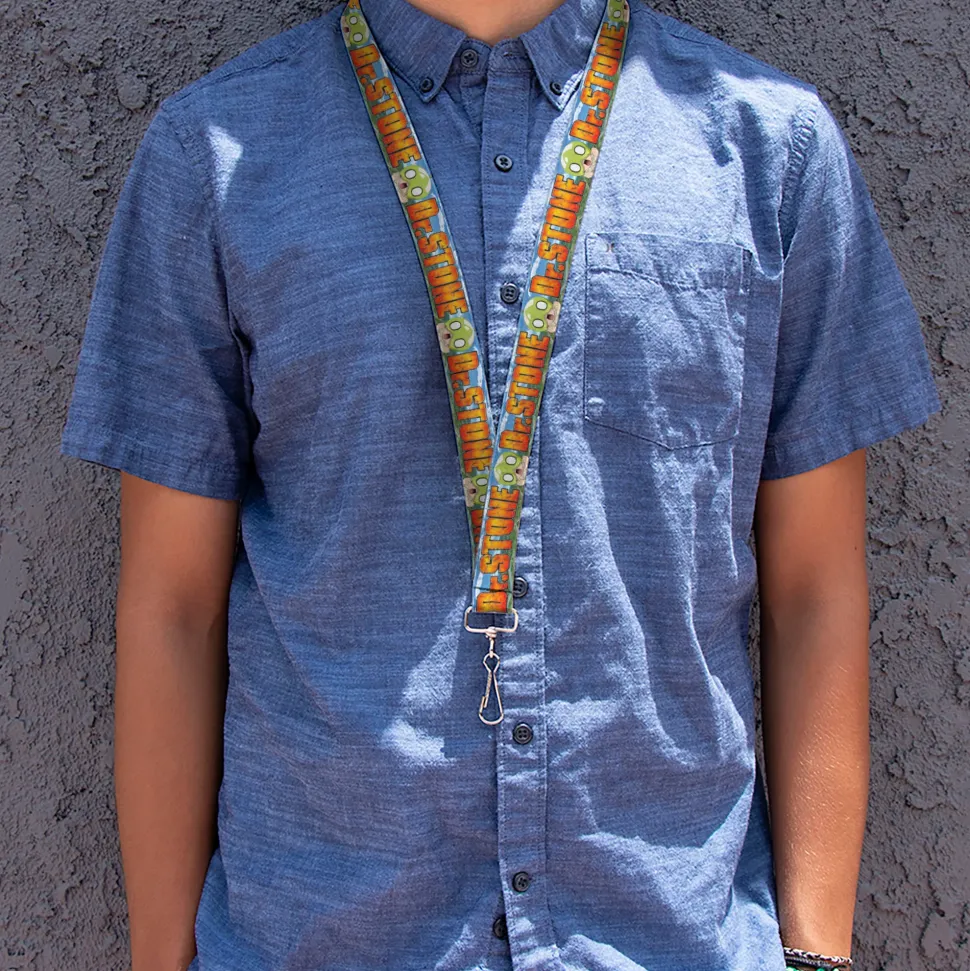 Lanyard - 1.0" - DR. STONE Title Logo and Suika Surprised Pose Blues