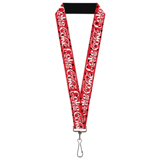 Lanyard - 1.0" - DRINK COCA-COLA COKE Polka Dot Red/Black/White