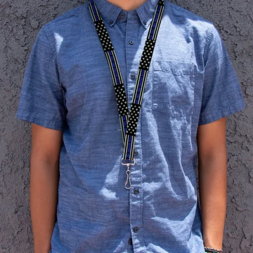 Lanyard - 1.0" - FAFO FUCK AROUND AND FIND OUT Thin Blue Line Flag