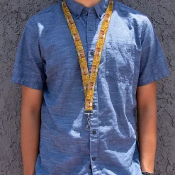 Lanyard - 1.0" - Fruits Basket Chibi Kyo Soma Face and Kimono Cat Icon Orange/White