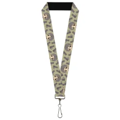Lanyard - 1.0" - Fruits Basket Chibi Shigure Soma and Dog Scattered Olive/Gray