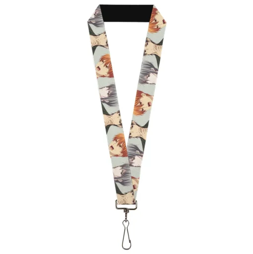Lanyard - 1.0" - Fruits Basket Kyo Yuki Shigure Group Faces Mint Green