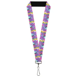 Lanyard - 1.0" - Furby Purple Dancing Pose Collage Multi Color