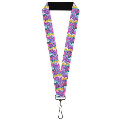 Lanyard - 1.0" - Furby Purple Dancing Pose Collage Multi Color