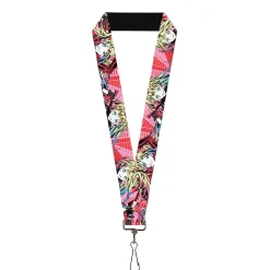 Lanyard - 1.0" - Harley Quinn Puddin Poses Anime Graphics Pink/Red
