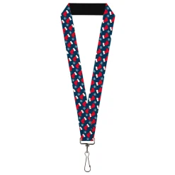 Lanyard - 1.0" - Holiday Christmas Stocking and Snowflake Blue/WhiteRed