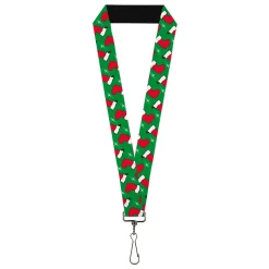 Lanyard - 1.0" - Holiday Christmas Stocking and Star Green/WhiteRed