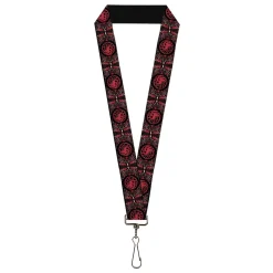 Lanyard - 1.0" - House of the Dragon Targaryen Sigil Four-Legged Dragon Black/Red/Grays