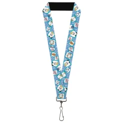 Lanyard - 1.0" - Johnny Bravo Icon Blocks Collage Blues/White