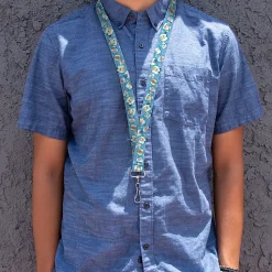 Lanyard - 1.0" - Johnny Bravo Icon Blocks Collage Blues/White