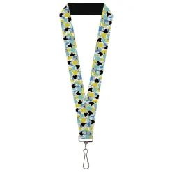 Lanyard - 1.0" - Johnny Bravo Flexing Pose and JOHNNY Icon Collage Blues/Yellows