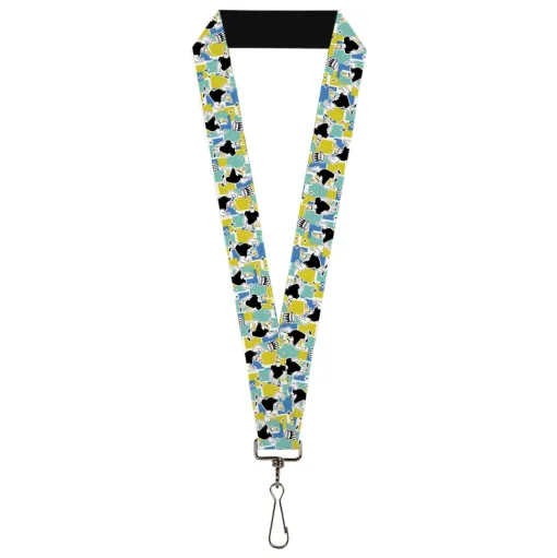 Lanyard - 1.0" - Johnny Bravo Flexing Pose and JOHNNY Icon Collage Blues/Yellows