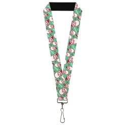 Lanyard - 1.0" - Jolly SANTA CLAUS Christmas Smiling Face Icon and Text Green/Red/White