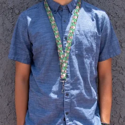 Lanyard - 1.0" - Jolly SANTA CLAUS Christmas Smiling Face Icon and Text Green/Red/White