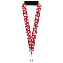 Lanyard - 1.0" - Jolly Santa Claus Christmas Smiling Face Icon Red