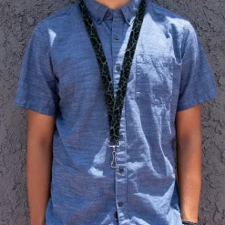 Lanyard - 1.0" - Marble Black/Baby Blue