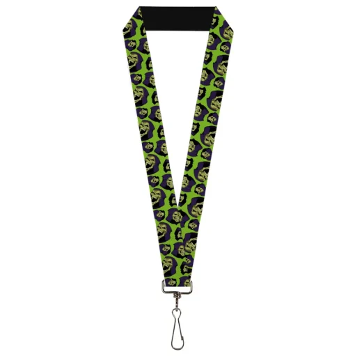 Lanyard - 1.0" - Masters of the Universe Skeletor Face Scattered Green