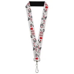 Lanyard - 1.0" - Peanuts JOE COOL Snoopy Poses and Text Gray/Black/Red/White