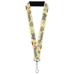 Lanyard - 1.0" - Peanuts Snoopy Flying Ace and Woodstock GROOVY Quotes Collage Yellow