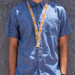 Lanyard - 1.0" - POST COCOA PEBBLES Logo and Cereal Pebbles Scattered White/Browns