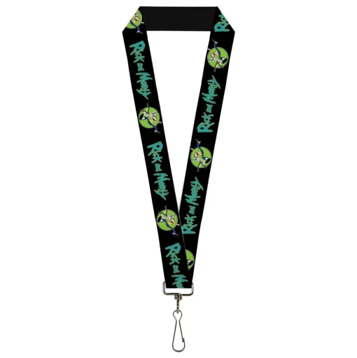 Lanyard - 1.0" - RICK AND MORTY Title Logo and Portal Pose Black