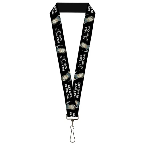 Lanyard - 1.0" - Rick and Morty Rick GET BACK IN THE CAR Pose Black/White
