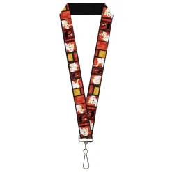 Lanyard - 1.0" - Samurai Jack Action Pose and Icons Blocks Reds/Black