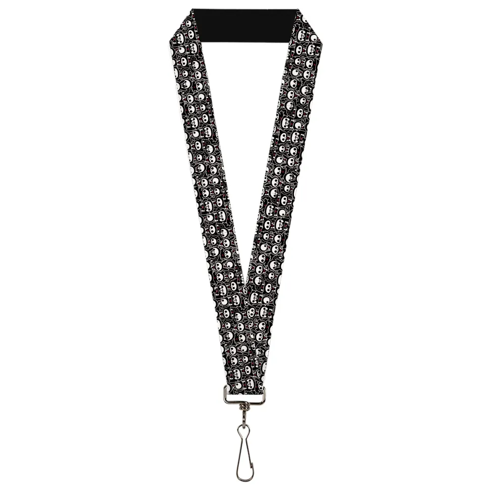 Lanyard - 1.0" - Skelanimals Animal Poses Stacked Black/White/Red