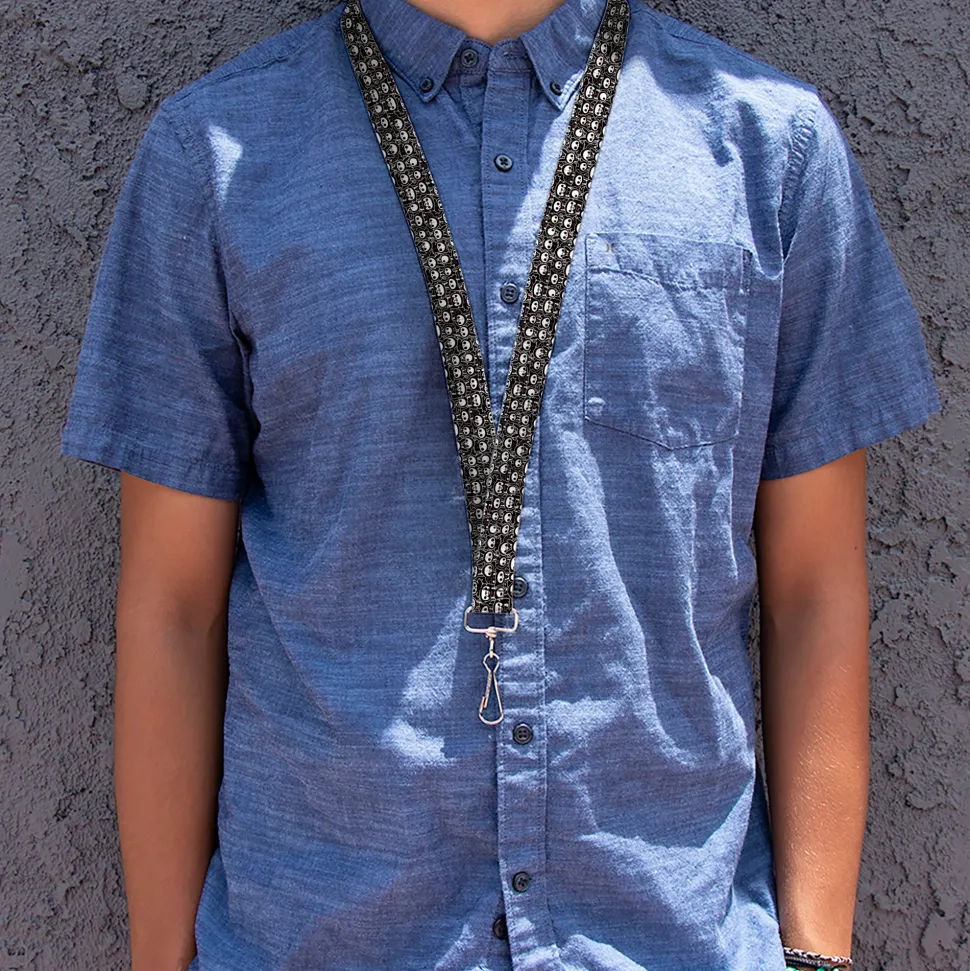 Lanyard - 1.0" - Skelanimals Animal Poses Stacked Black/White/Red