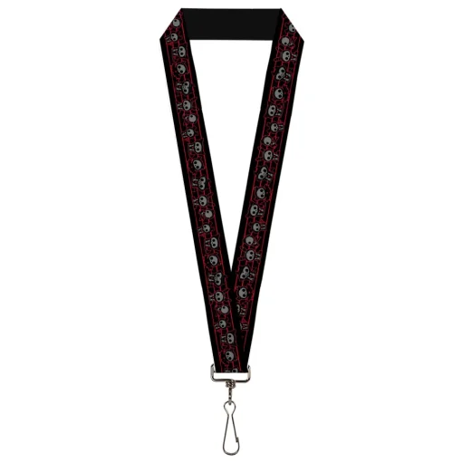 Lanyard - 1.0" - Skelanimals Six Character Collage Black/Red/Grays