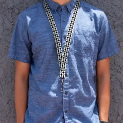 Lanyard - 1.0" - Skelanimals Face Logo Checker White/Black