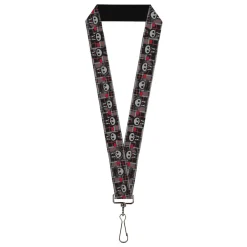 Lanyard - 1.0" - Skelanimals Five Animals and Face Logo Plaid Black/Red/White