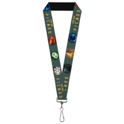 Lanyard - 1.0" - STAR TREK PICARD Title Logo and Icons Gray/Multi Color