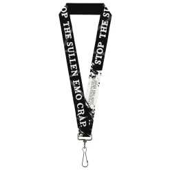 Lanyard - 1.0" - SUPERNATURAL Title Logo STOP WITH THE SULLEN EMO CRAP Quote Black/White