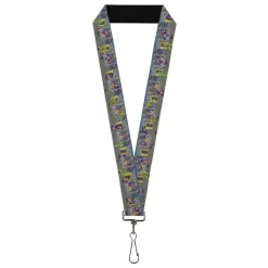 Lanyard - 1.0" - Teenage Mutant Ninja Turtles Battle Purple Foot Soldier Ninja Arcade Scene Grays