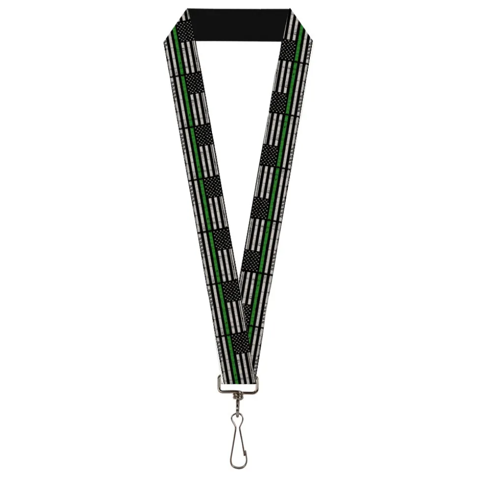 Lanyard - 1.0" - Thin Green Line Flag Weathered Black/Gray/Green